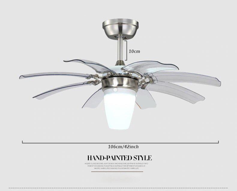 Invisible Transparent Modern Abs Blades Ceiling Fan Light Index Cove