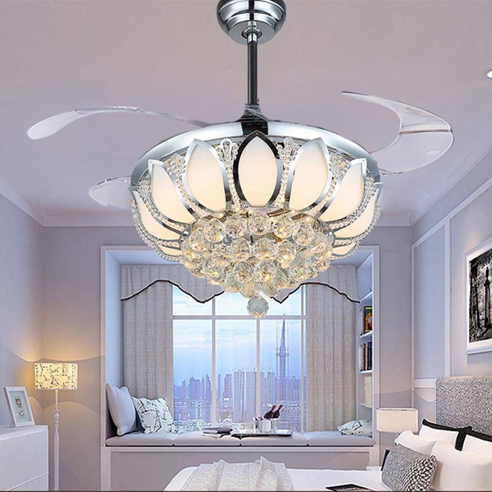 Modern Crystal Light Luxury Ceiling Fan Light Lamp With Remote