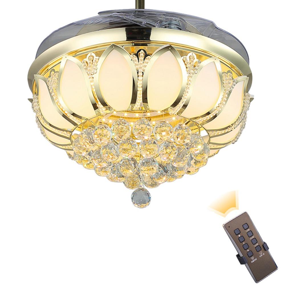 Modern Crystal Light Luxury Ceiling Fan Light Lamp With Remote