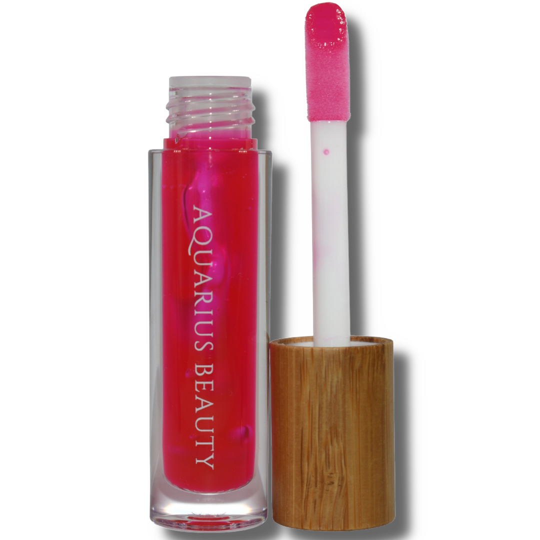 pink cherry flavored cruelty free lip gloss tube 