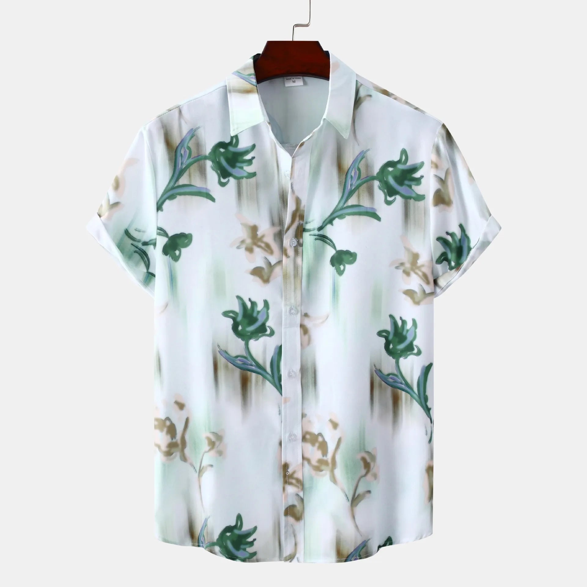 Castlebeard Men's Plus Size Printed Short Sleeve Button-Up Summer Shirt