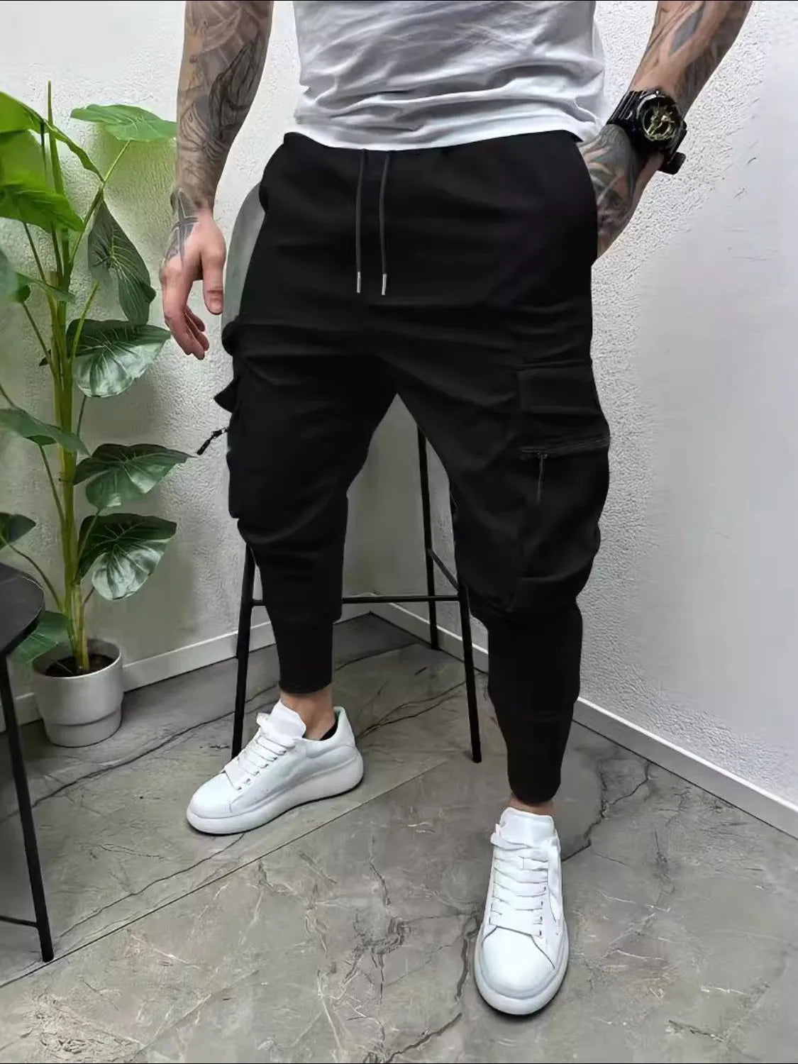 Castlebeard Men's Full Size Drawstring Pants with Pockets Plus Size