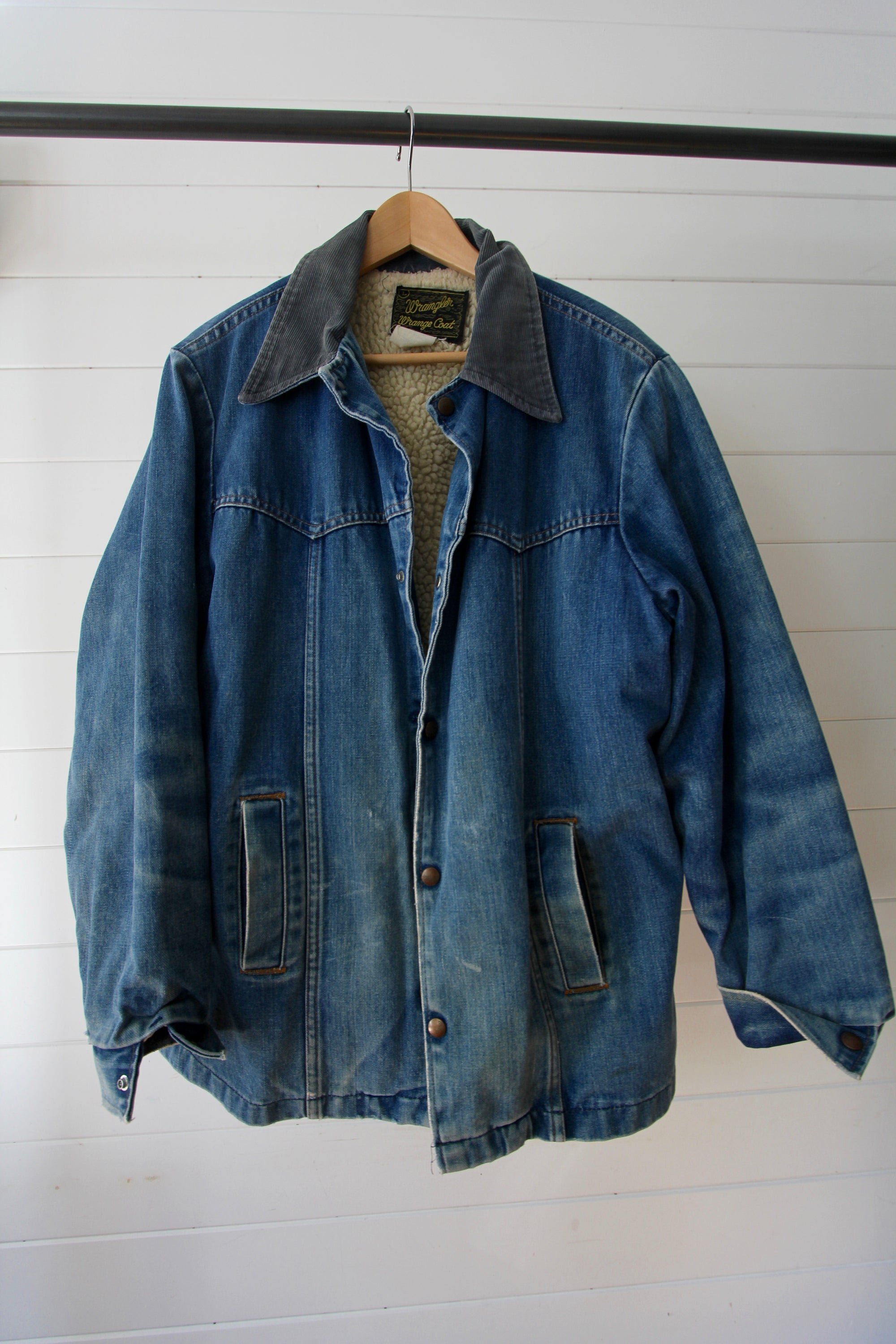 Vintage Wrangler Sherpa Lined Denim Coat - Diamonds & Rust