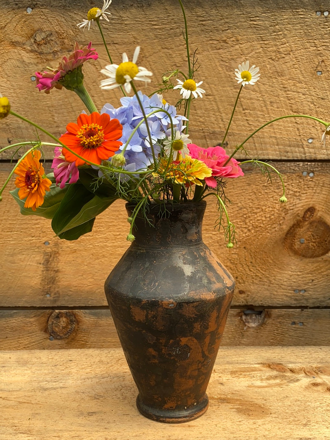 Vintage Ceramic Vase - Diamonds & Rust
