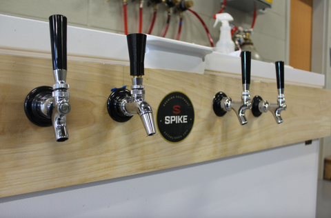 Home brew taps with a Spike Brewing label