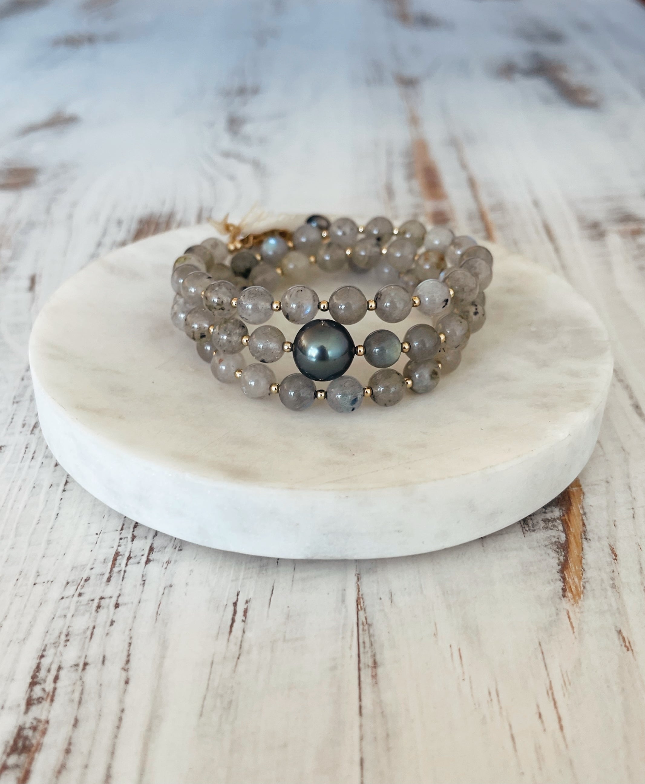 Labradorite Tahitian Wrap Bracelet / Necklace