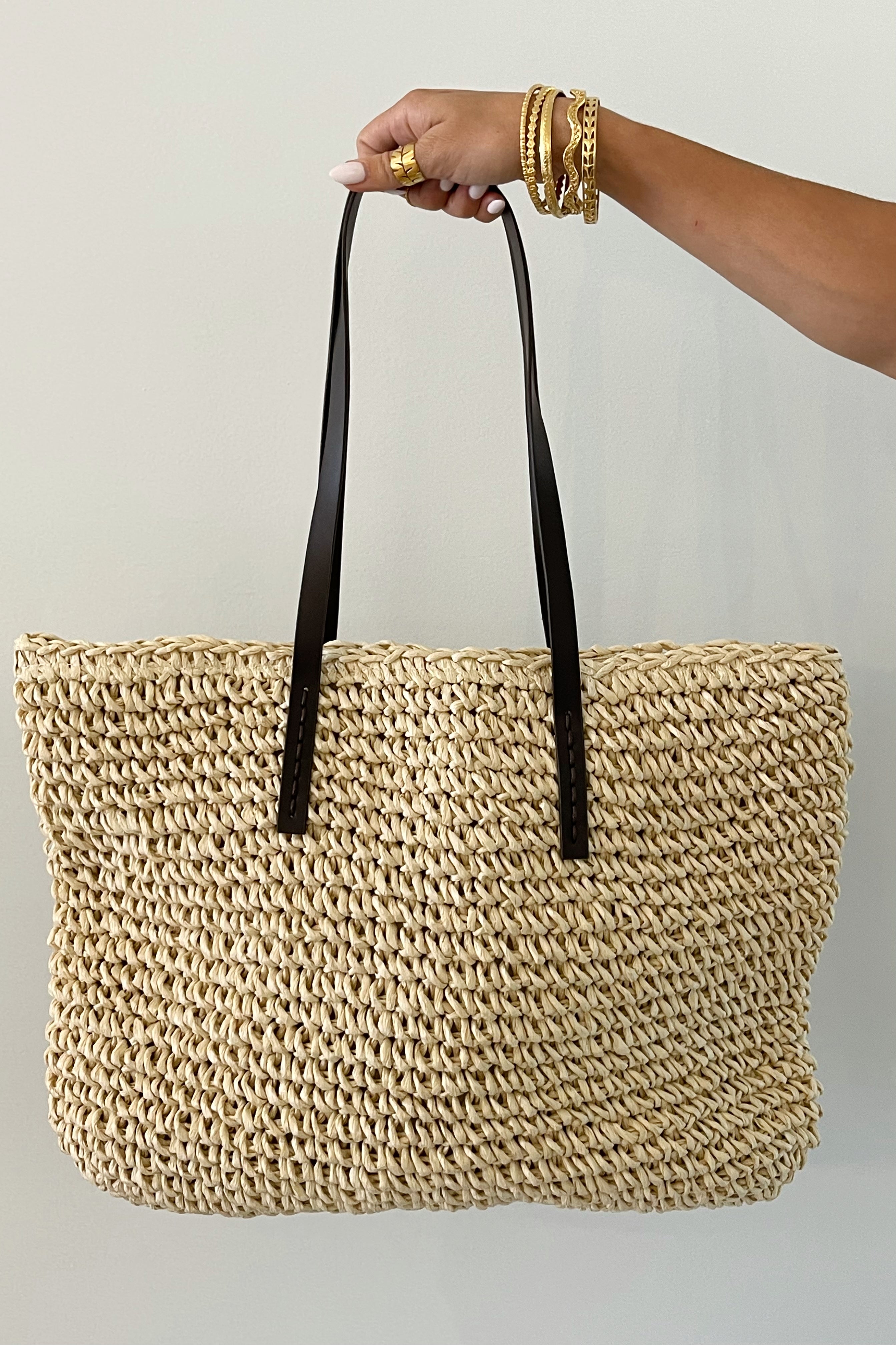Large Woven Beach Tote / Sand