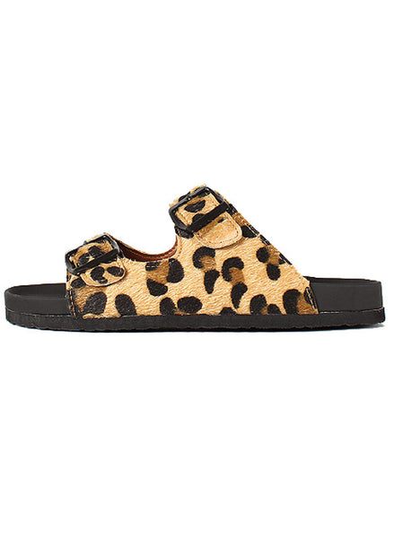 Bamboo Leopard Faux Fur Open Toe Flat Sandals – BeHoneyBee.com - New ...