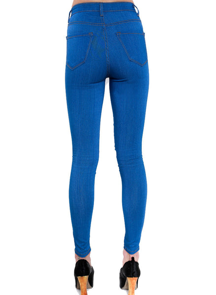 Bright Blue high Waisted Skinny Stretch Jeans – BeHoneyBee.com - New ...