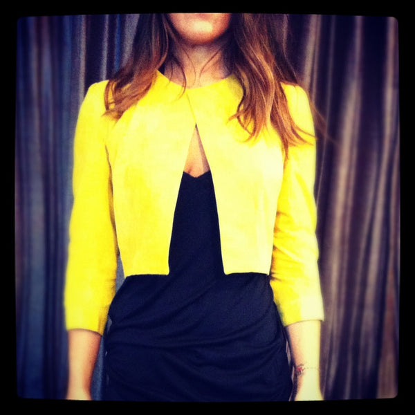 oscar and wild, cropped, suede, jacket, summer, yellow