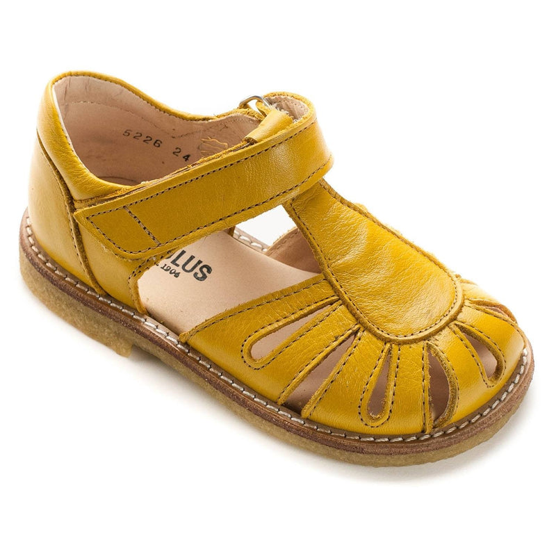 sandal m/velcro og lukket - gul– naturebaby.dk