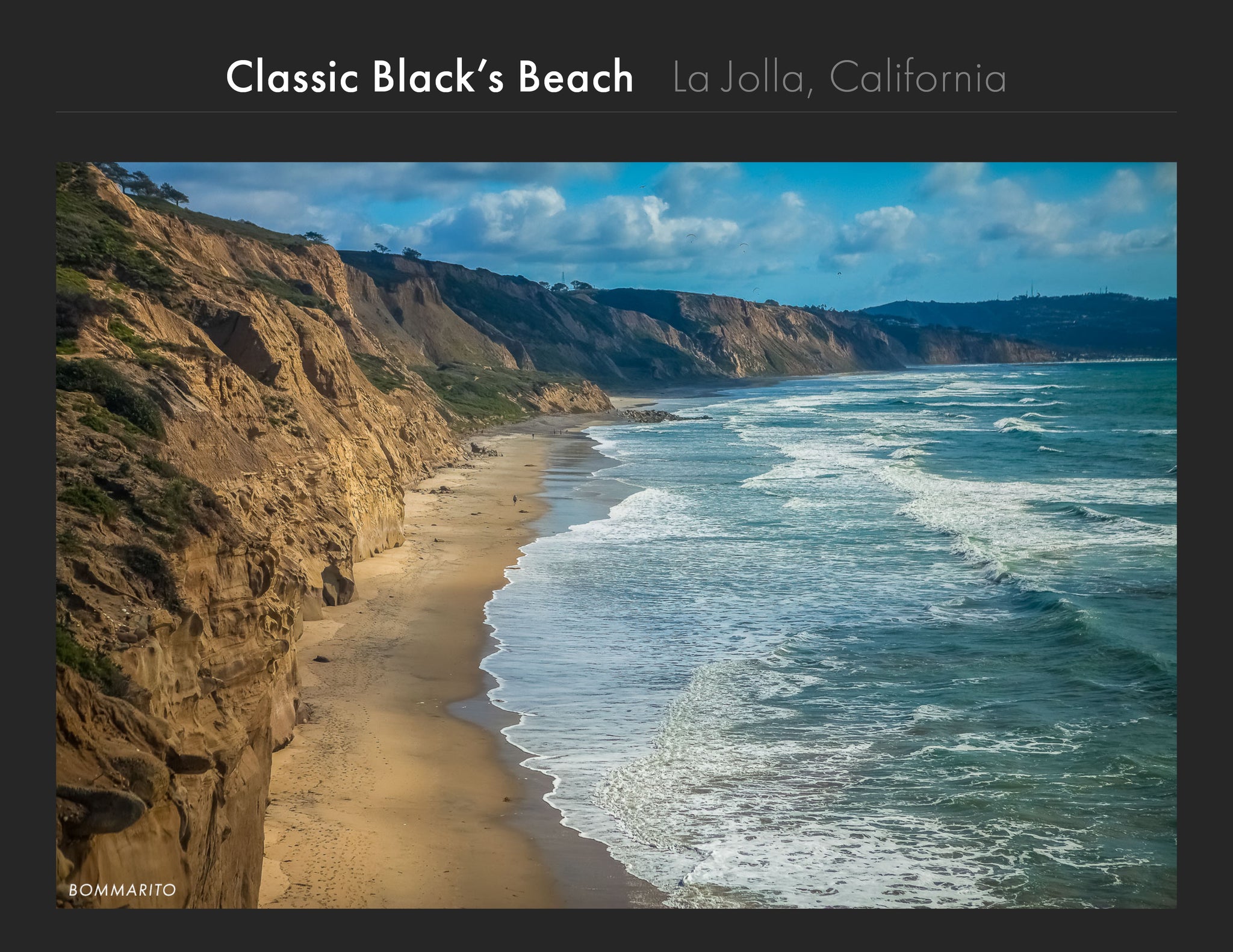 Black's Beach La Jolla Coastline Art, Bommarito Art Prints, San Diego Art Prints