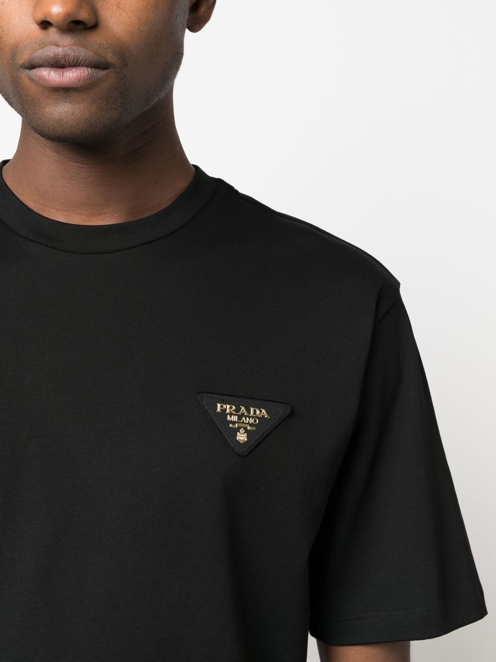 Prada - Black Triangle Logo T-Shirt – The Luxurious Shop