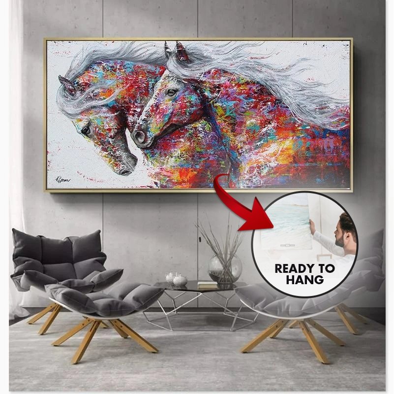 Best Seller Flying Horses Framed Canvas Painting Wall Art Canvas Insider