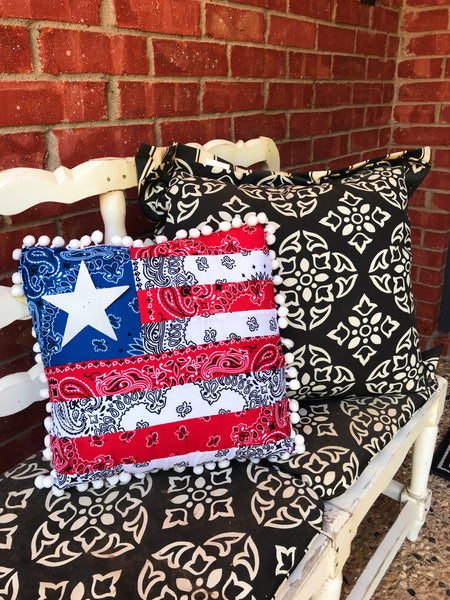 Fourth of July American flag pillow for front porch 