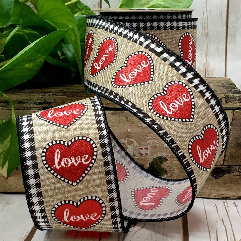 1.5 Hearts Ribbon, Farrisilk Ribbon, Red and White Heart Ribbon – Joycie  Lane Designs