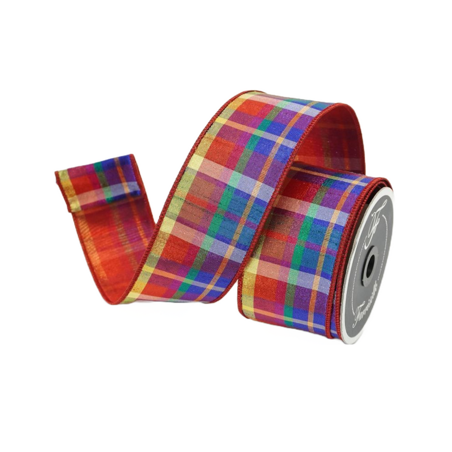 Multi-Colored Gumdrop Plaid Ribbon 2.5x10yd