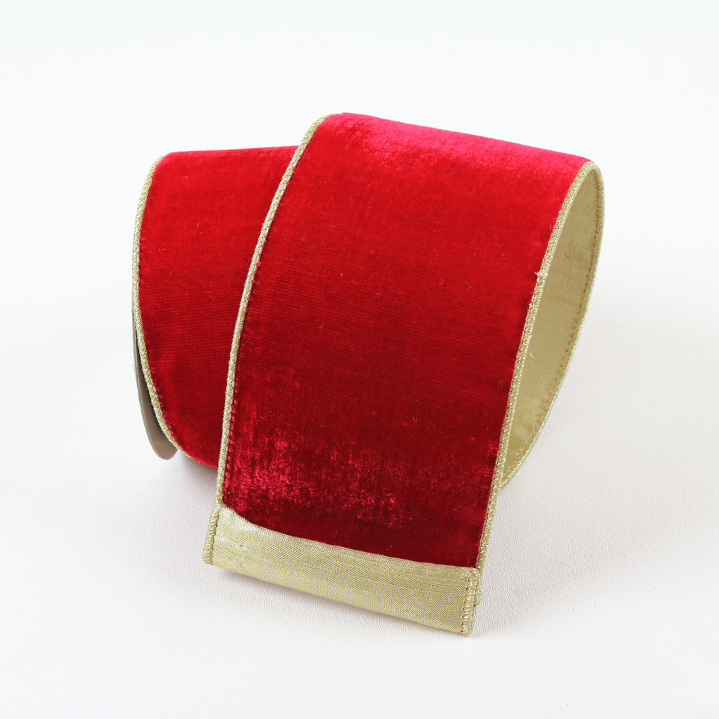 4 Indoor Velvet Ribbon: Red/Gold Edge - 10yds (RL194724) – The Wreath Shop