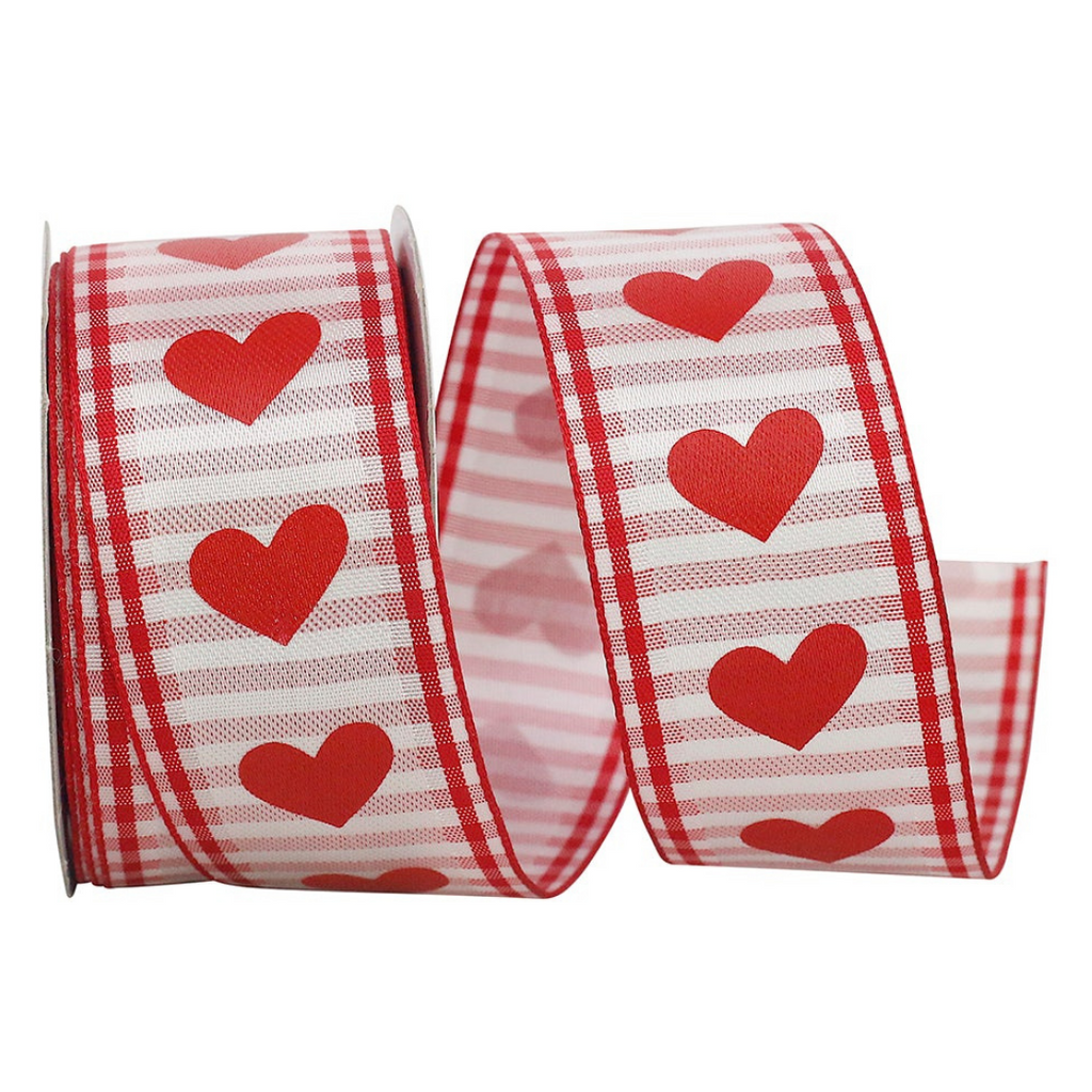 1.5 Hearts Ribbon, Farrisilk Ribbon, Red and White Heart Ribbon – Joycie  Lane Designs
