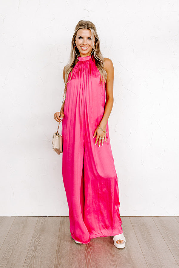 Stunning Views Satin Jumpsuit in Hot Pink • Impressions Online Boutique