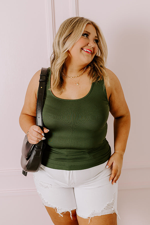 Basic Instincts Seamless Tank In Hunter Green Curves • Impressions Online  Boutique