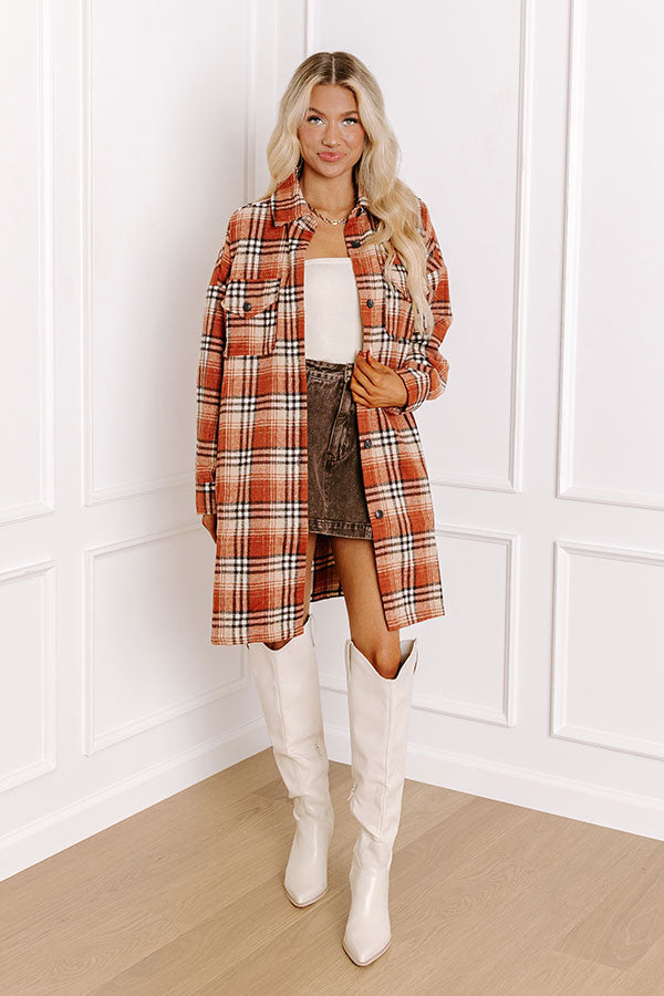 Central Park Perks Plaid Dress In Rust