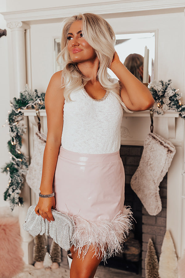 The Freesia Patent Feather Skirt in Blush S / Blush