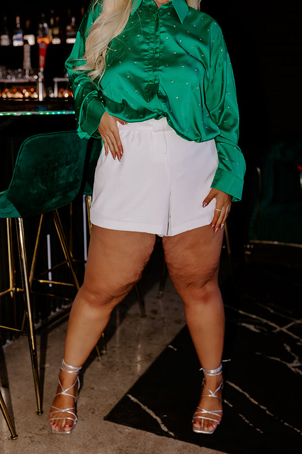 Ready To Remix High Waist Shorts In White Curves • Impressions Online  Boutique