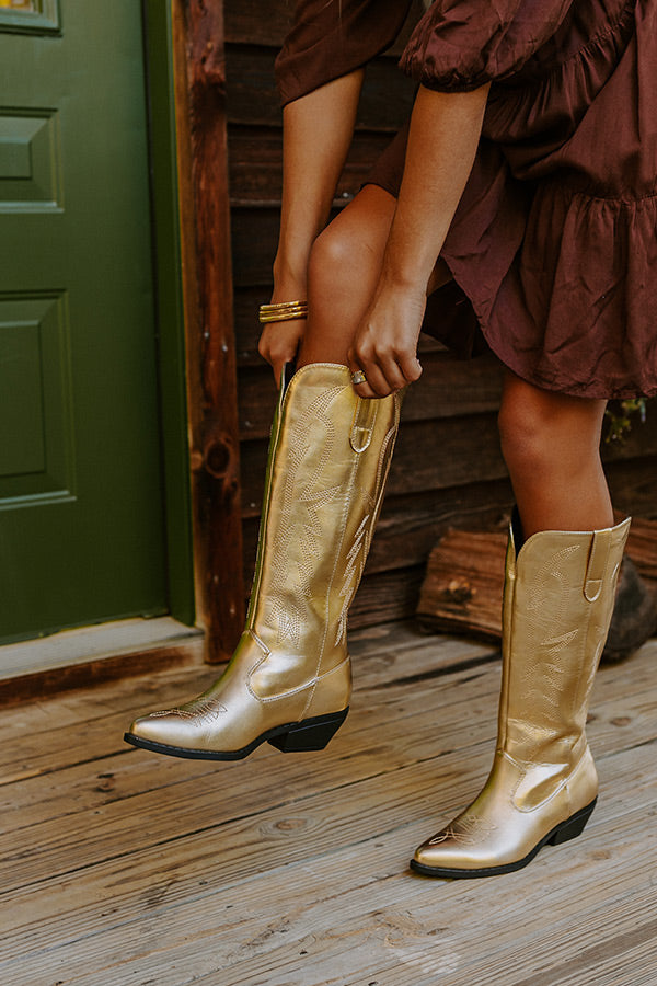 The Lockwood Metallic Cowboy Boot in Gold • Impressions Online Boutique