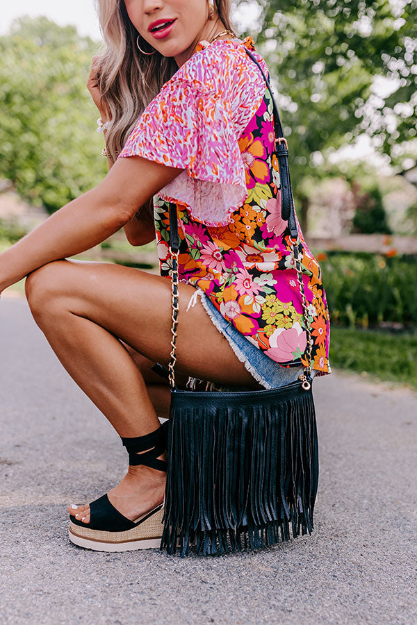 Right On Cue Fringe Crossbody In Black • Impressions Online Boutique