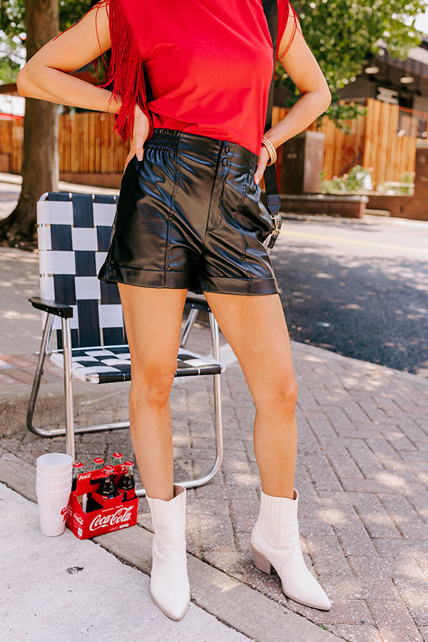 Called To Be Cute Faux Leather Shorts In Black • Impressions