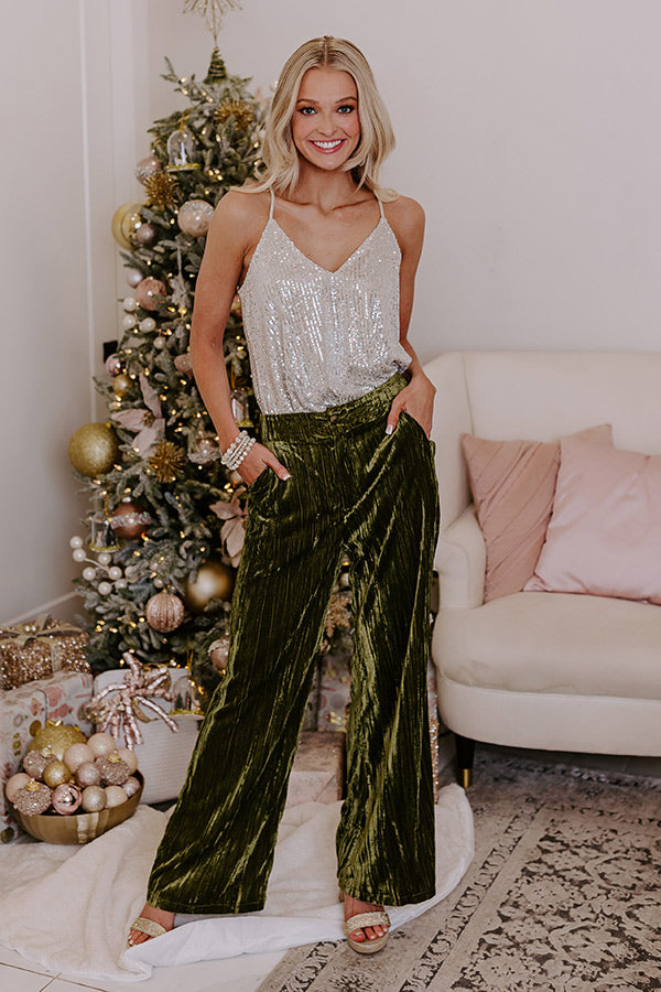 Private Jet Perfection High Waist Velvet Pants in Olive • Impressions  Online Boutique