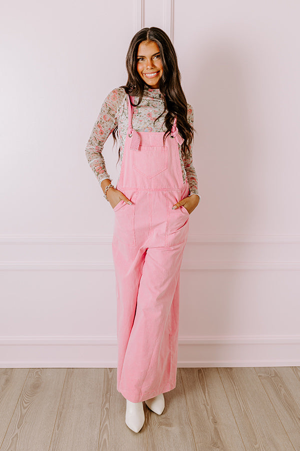 The Meena Denim Overalls In Pink • Impressions Online Boutique