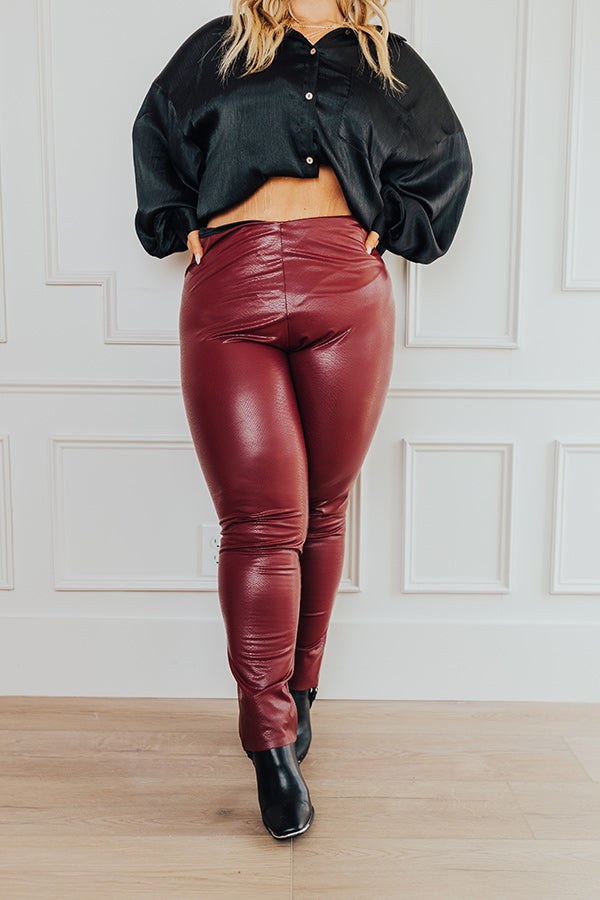 Sexy Latex Pantswomen's High-waist Velvet Faux Leather Leggings