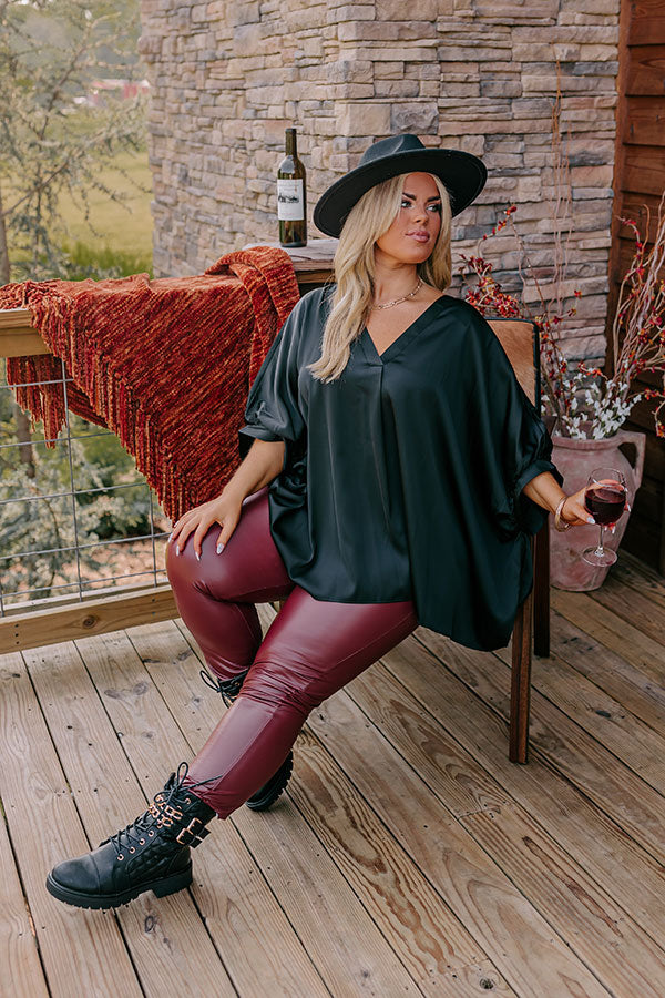 Popular Phrase High Waist Faux Leather Legging in Wine Curves • Impressions  Online Boutique
