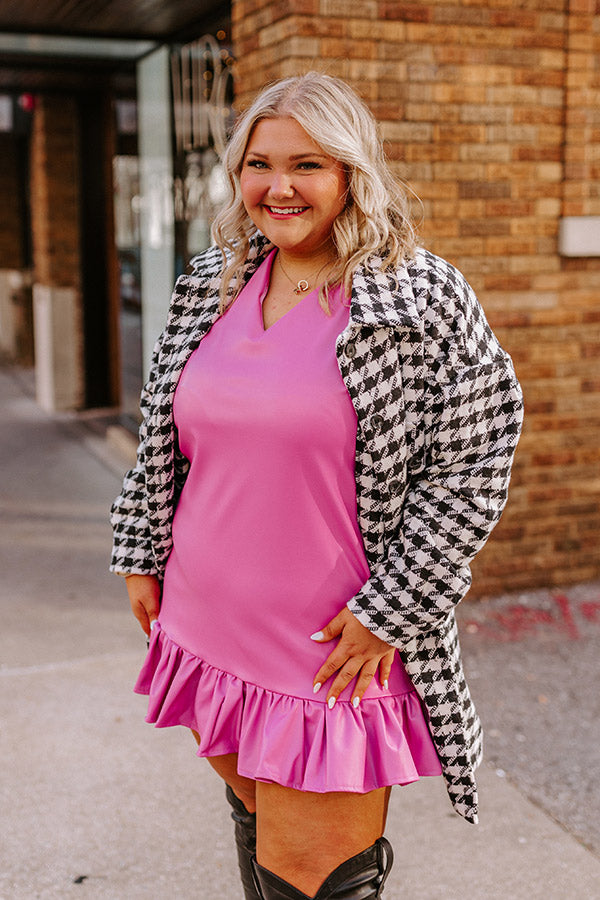 Stylish Setting Faux Leather Mini Dress in Pink Curves • Impressions Online  Boutique