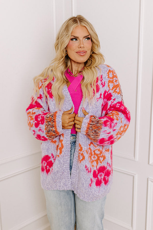 Fan of Floral Knit Cardigan Curves