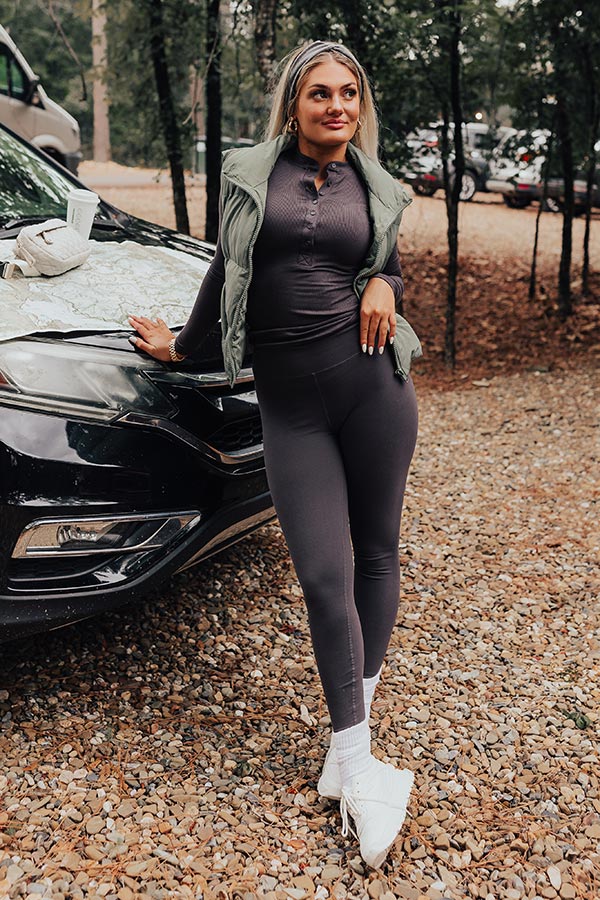 Sporty Spice Butter Soft High Waist Legging In Charcoal • Impressions  Online Boutique
