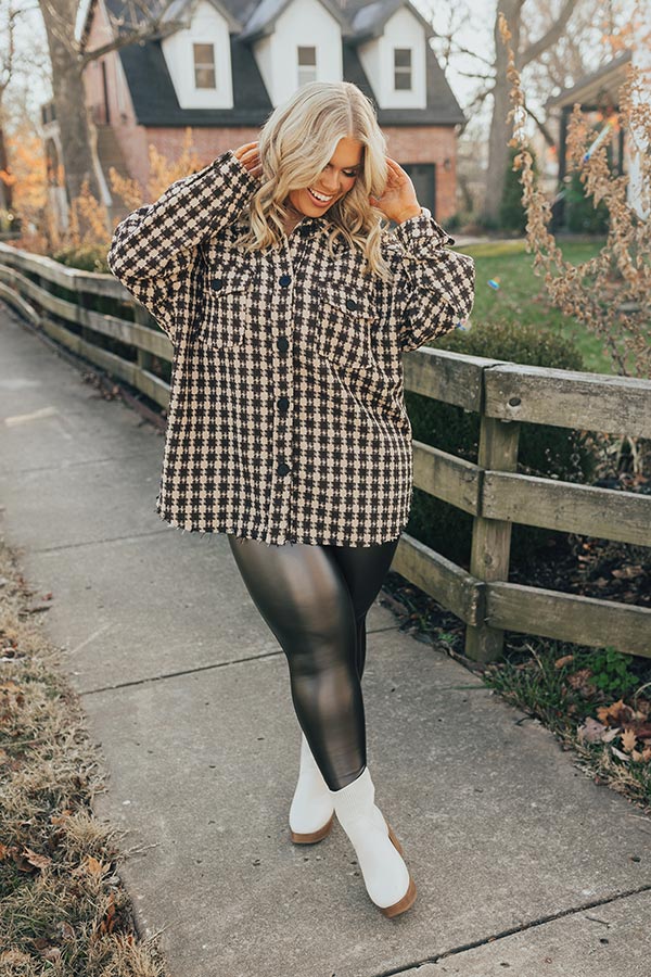 Caffeine Crush Checkered Jacket Curves • Impressions Online Boutique