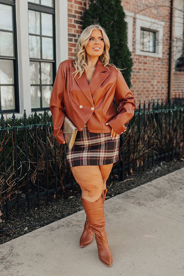 Lean Into Me Plaid Skirt In Mocha • Impressions Online Boutique