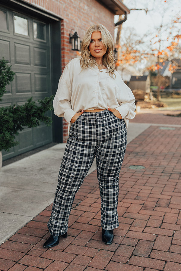 The Bolton High Waist Plaid Pants Curves • Impressions Online Boutique