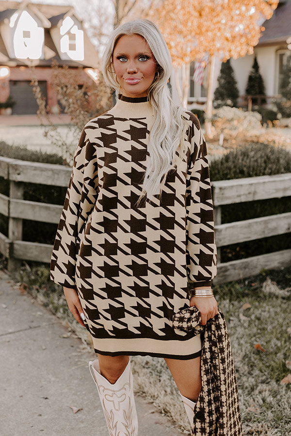 Smooth Sounds Houndstooth Sweater Dress • Impressions Online Boutique
