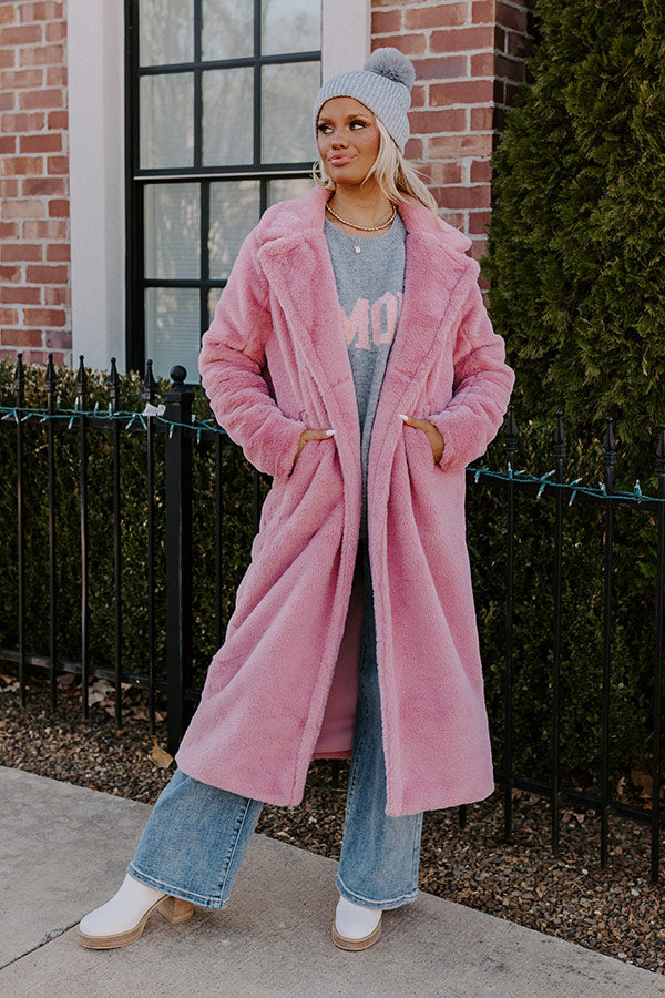 Paris Faux Fur Coat in Pink