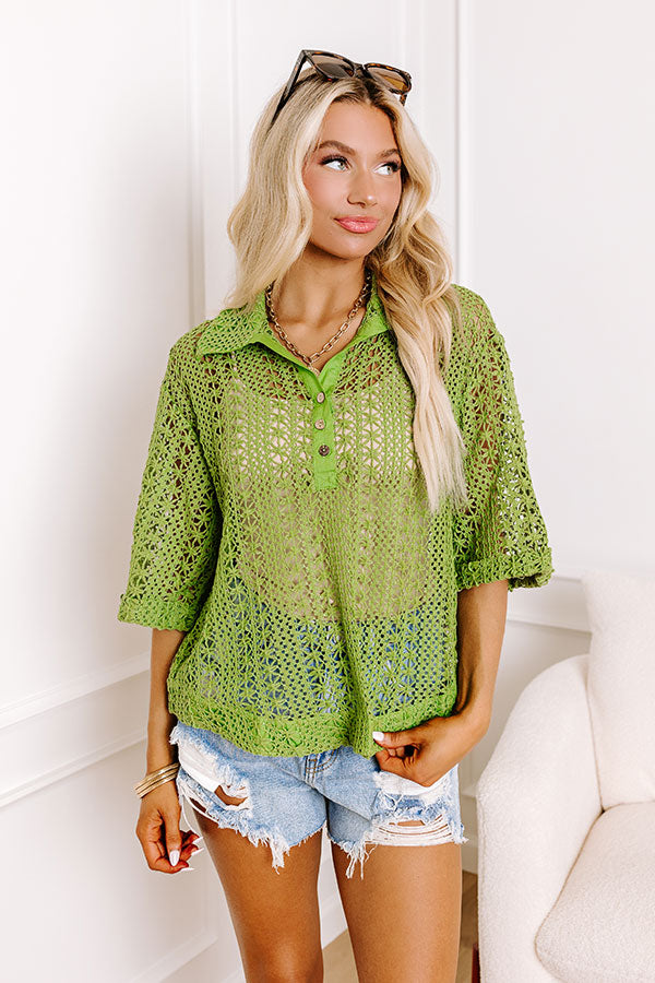 Adventure Seeker Crochet Top In Lime