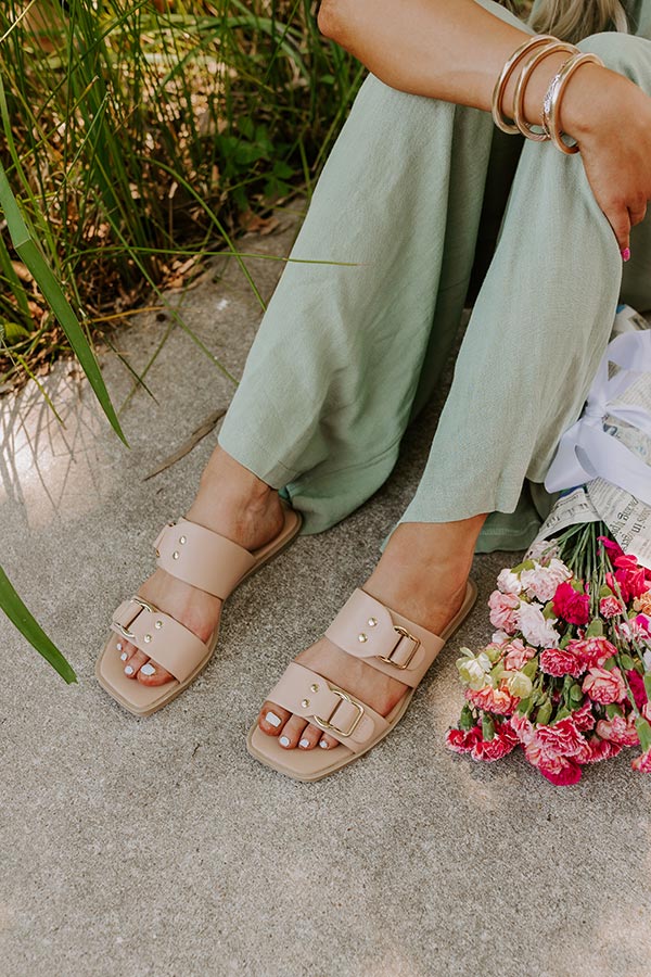 The Bella Faux Leather Sandal In Iced Latte