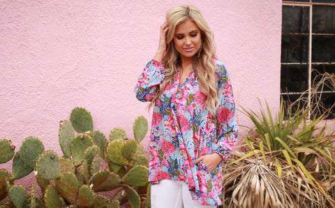 The Harlow Tunic in JuniperBreeze Floral