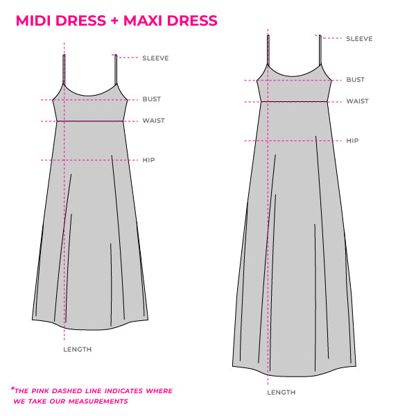 How we measure midi or maxi dress