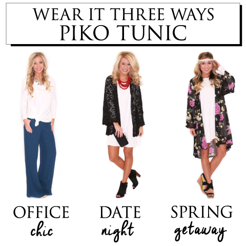 piko tunic worn three ways