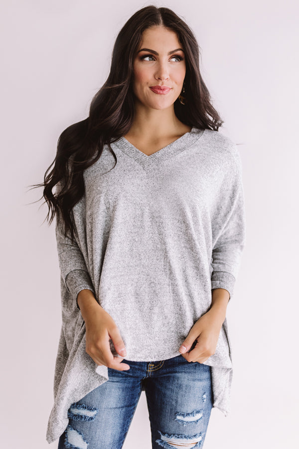 Sky's The Limit Tunic Sweater in Grey • Impressions Online Boutique