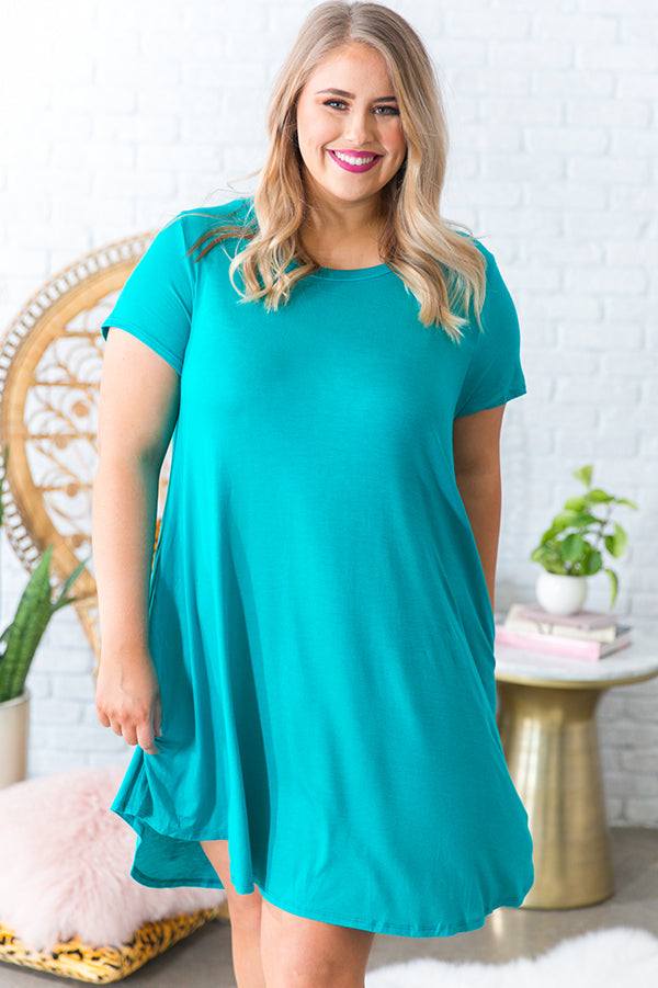 Back To Basics Shift Dress in Turquoise • Impressions Online Boutique